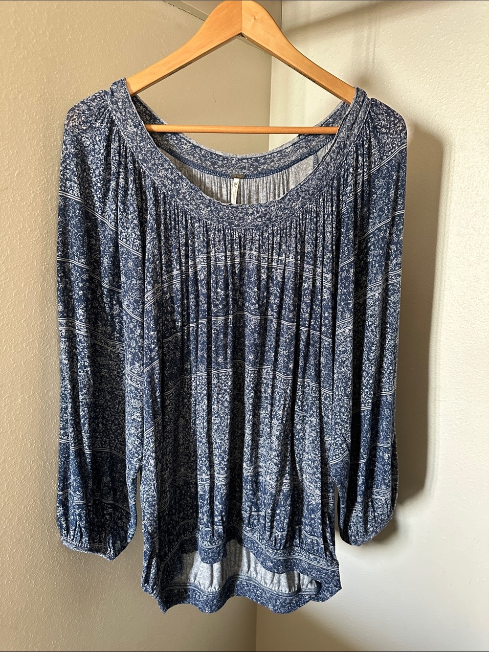 Free People Blue Long Sleeve Blouse Size S